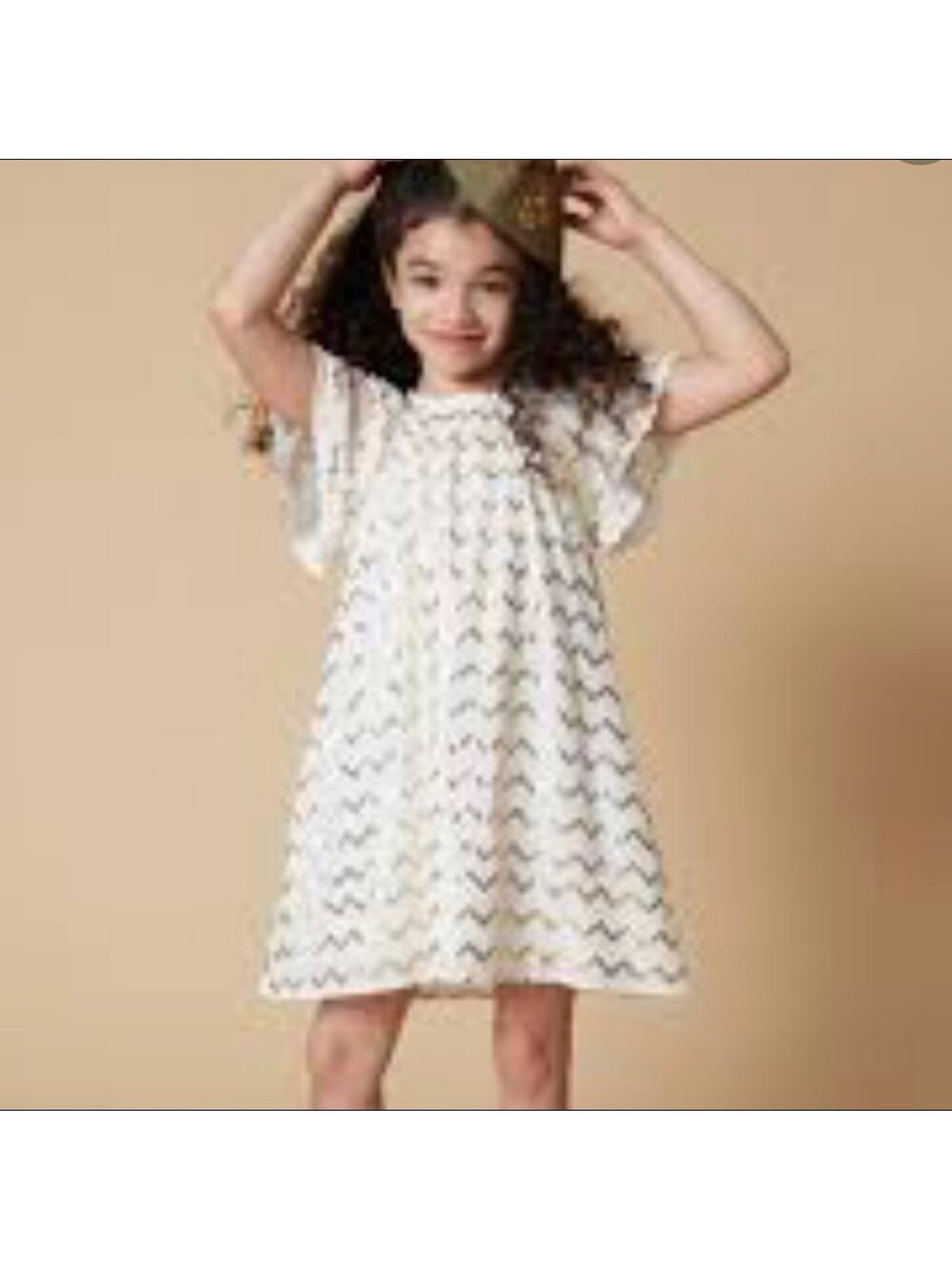 Velveteen Rosemary white gold chevron dress size 8